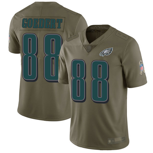 Men Philadelphia Eagles #88 Dallas Goedert Limited Olive 2017 Salute to Service Football NFL Jersey